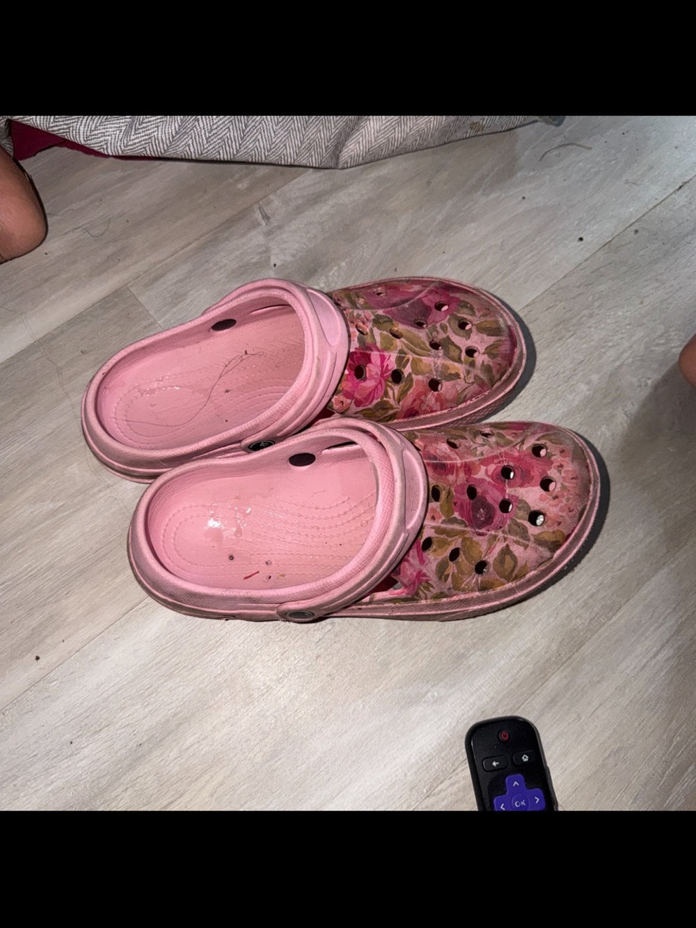 CROCS Pink Floral Slip-On Clogs